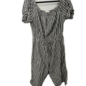 Blush Black and White Striped Jumpsuit